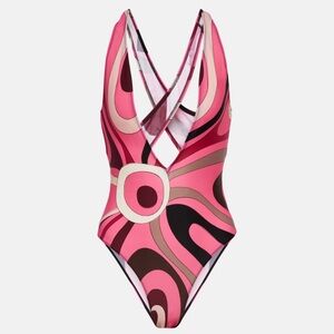Emilio Pucci Pink and Brown One Piece Swimsuit